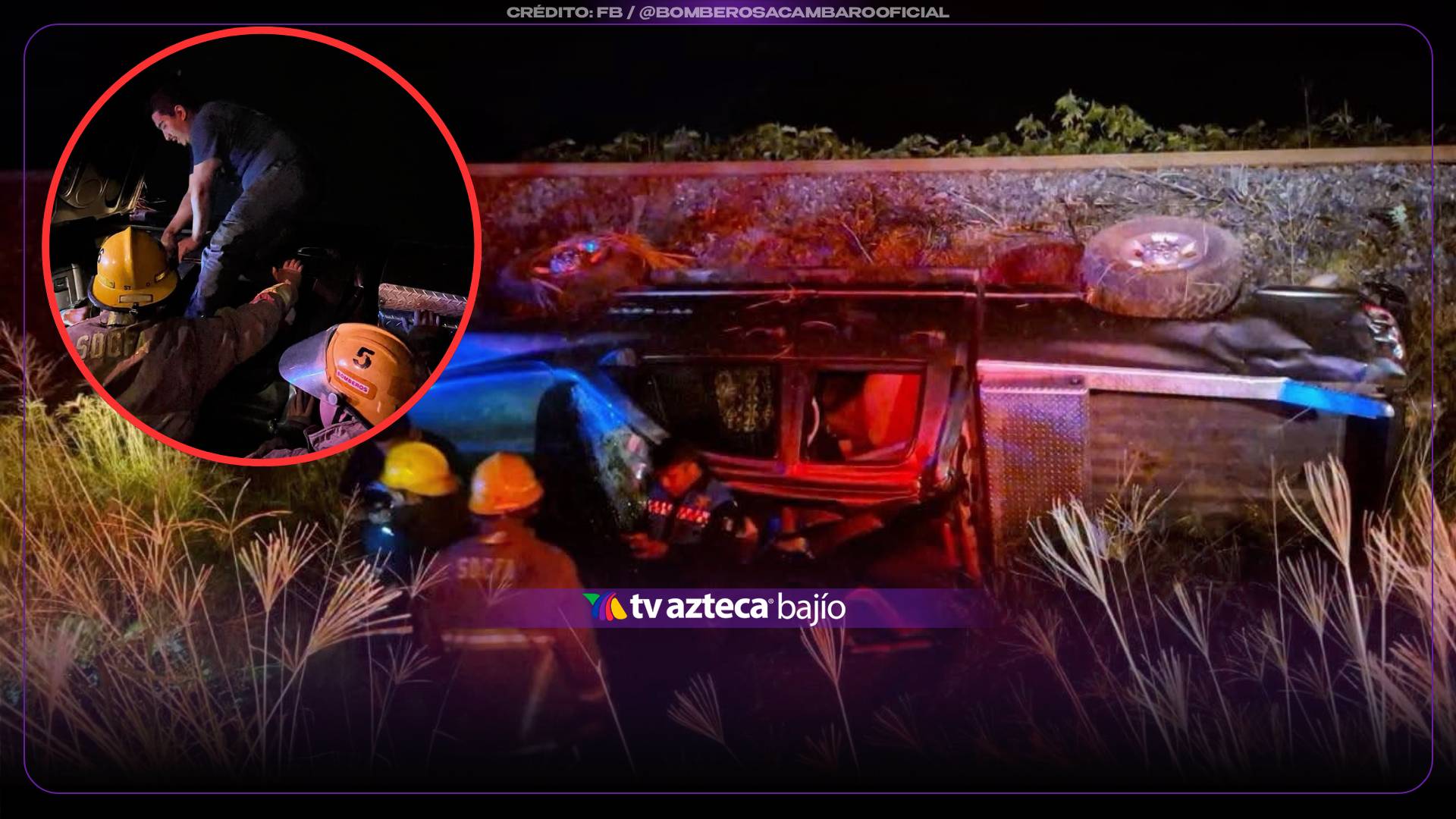 ¡Aparatosa volcadura! Rescatan a hombre PR3NSADO en su camioneta en carretera de Acámbaro; esto ocurrió 