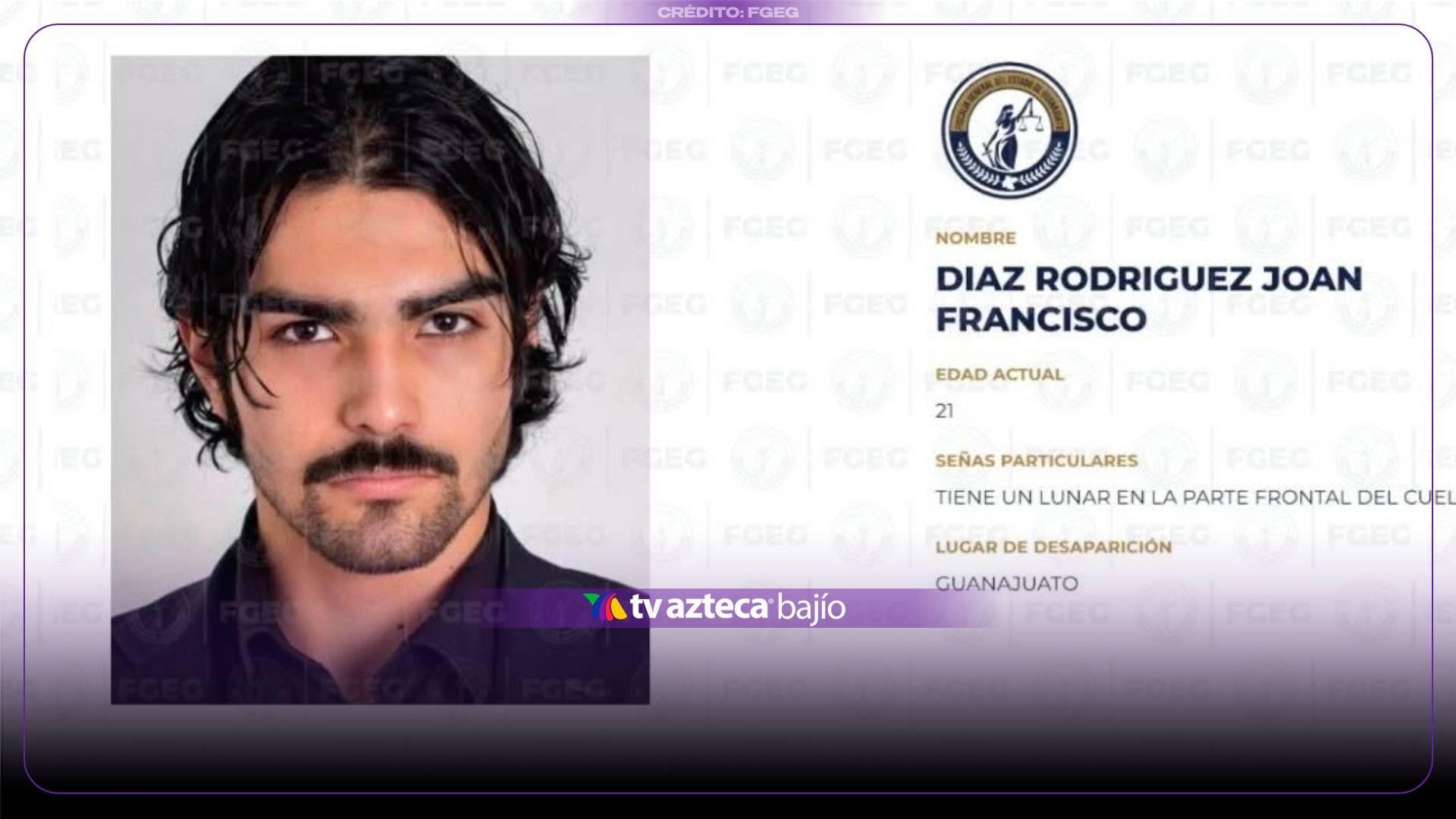 ¡No hay ningún rastro de él! Buscan a Joan Francisco Díaz Rodriguez ESTUDIANTE desaparecido en Guanajuato