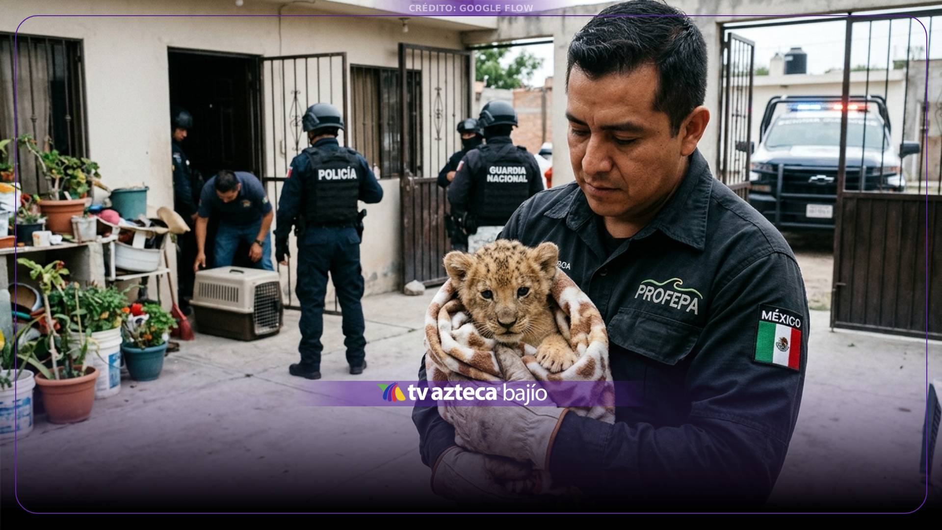 ¡SE LE BUSCA UN HOGAR! Rescatan a una cachorra de león durante operativo.