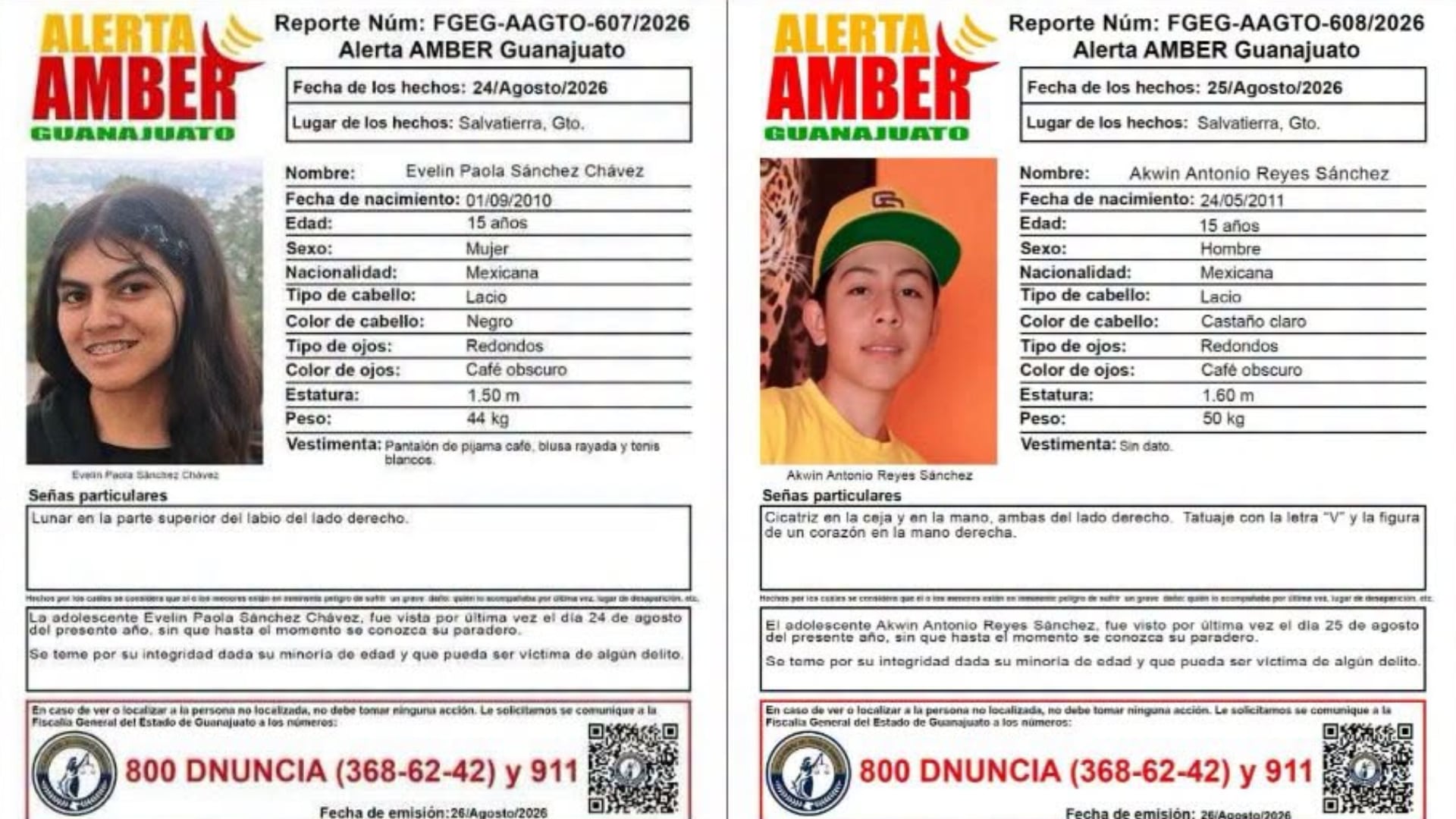 ALERTA en todo Guanajuato ¡Buscan angelitos desaparecidos! Dos menores de 15 años desaparecen y su familia los busca