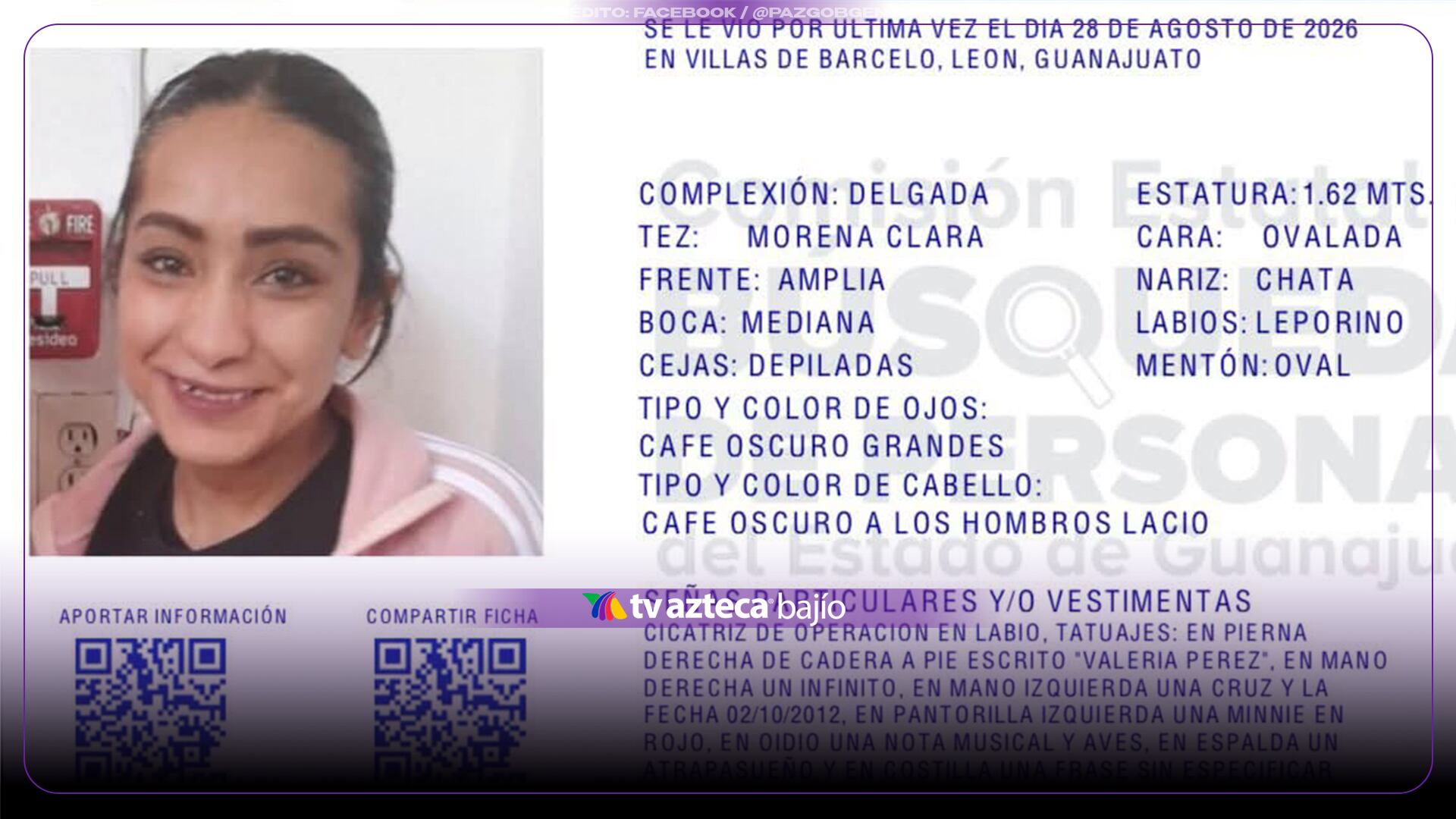 ¡Ayúdanos a encontrarla! Buscan a Juana Valeria Pérez Gómez, desaparecida en Guanajuato