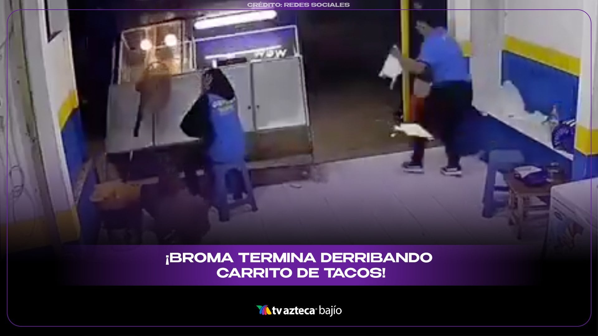 VIDEO: “Bromita” sale mal y joven TERMINA D3RRIBANDO carrito de tacos; así ocurrió el accidente