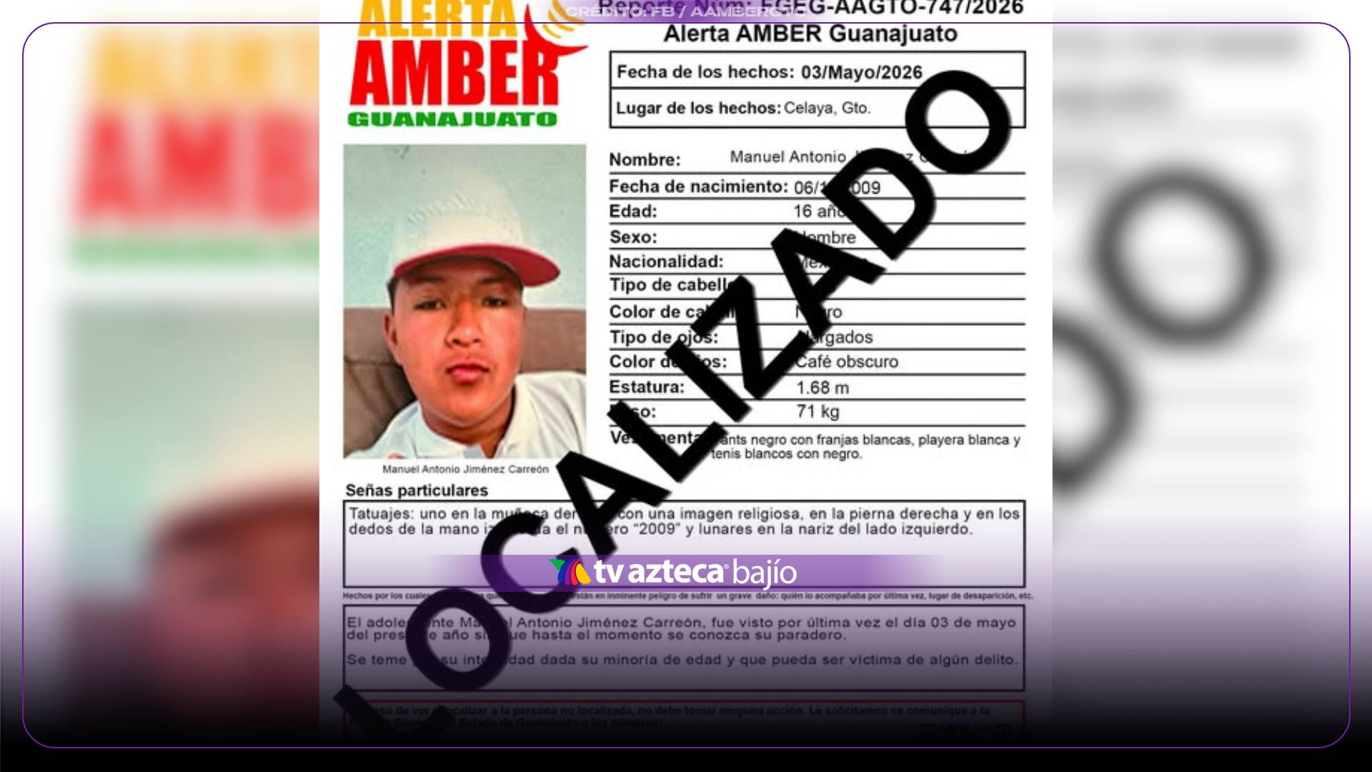 CONFIRMAN la localización S1N V1DA de Manuel Antonio Jiménez, MENOR desaparecido en Celaya