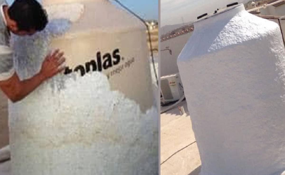 hombre forra tinaco por altas temperaturas