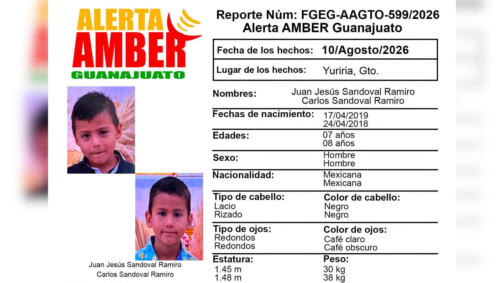 ALERTA en todo Guanajuato ¡Buscan angelitos desaparecidos! Dos hermanos de 7 y 8 años desaparecen y su familia los busca